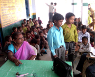 Students at Prathmik Vidyalaya, Mudhar, Shivrajpur